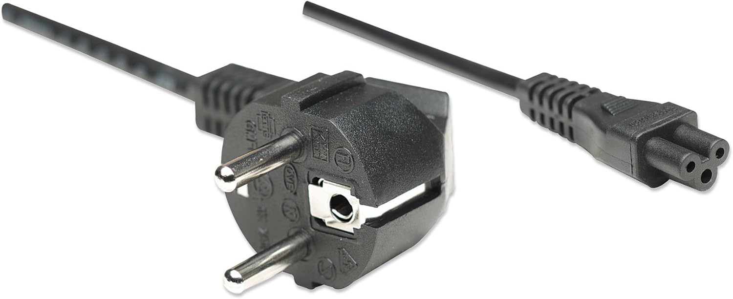 Power Cable/Cord Eu 2Pin/C5 Fem -Triangle/Schuko 1.8M Black