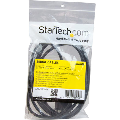 StarTech.com 2m Black DB9 RS232 Serial Null Modem Cable F/F - DB9 Female to Female - 9 pin RS232 Null Modem Cable - 2 meter, Black (SCNM9FF2MBK