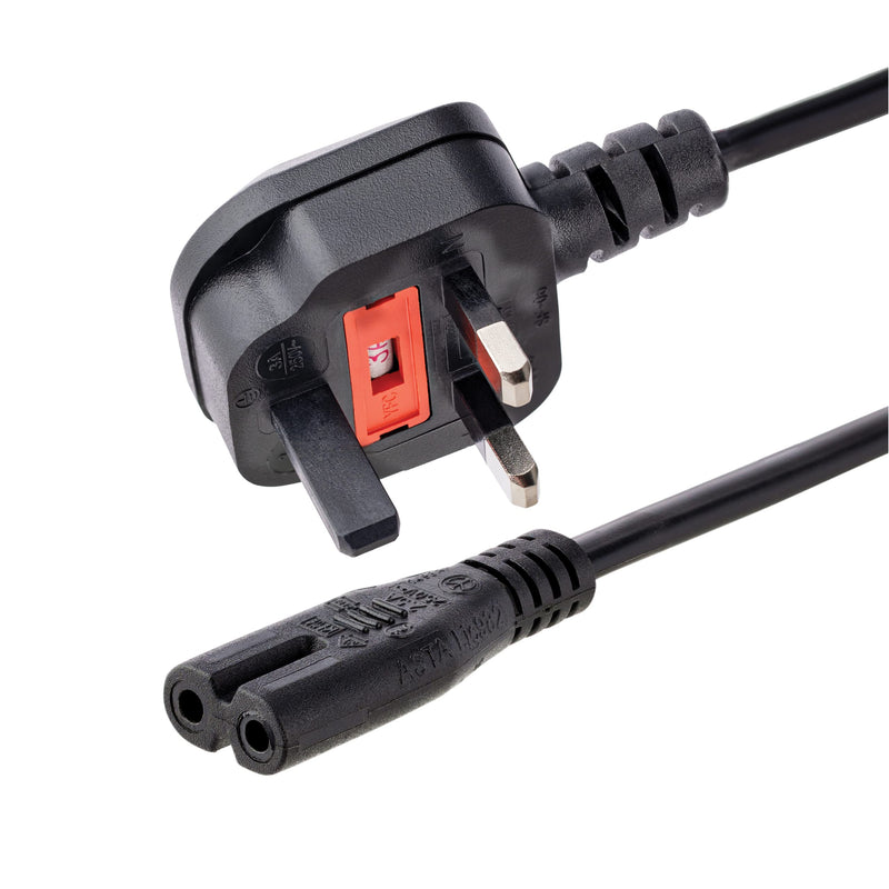 StarTech.com 3ft (1m) UK Laptop Power Cable, BS 1363 to C7, 2.5A 250V, 18AWG, Black, AC Laptop Replacement Cord, Printer Cable, UK Laptop Charger Cord, Laptop Power Brick Cord (PXTNB2SUK1M