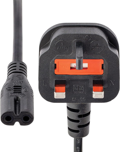 StarTech.com 3ft (1m) UK Laptop Power Cable, BS 1363 to C7, 2.5A 250V, 18AWG, Black, AC Laptop Replacement Cord, Printer Cable, UK Laptop Charger Cord, Laptop Power Brick Cord (PXTNB2SUK1M