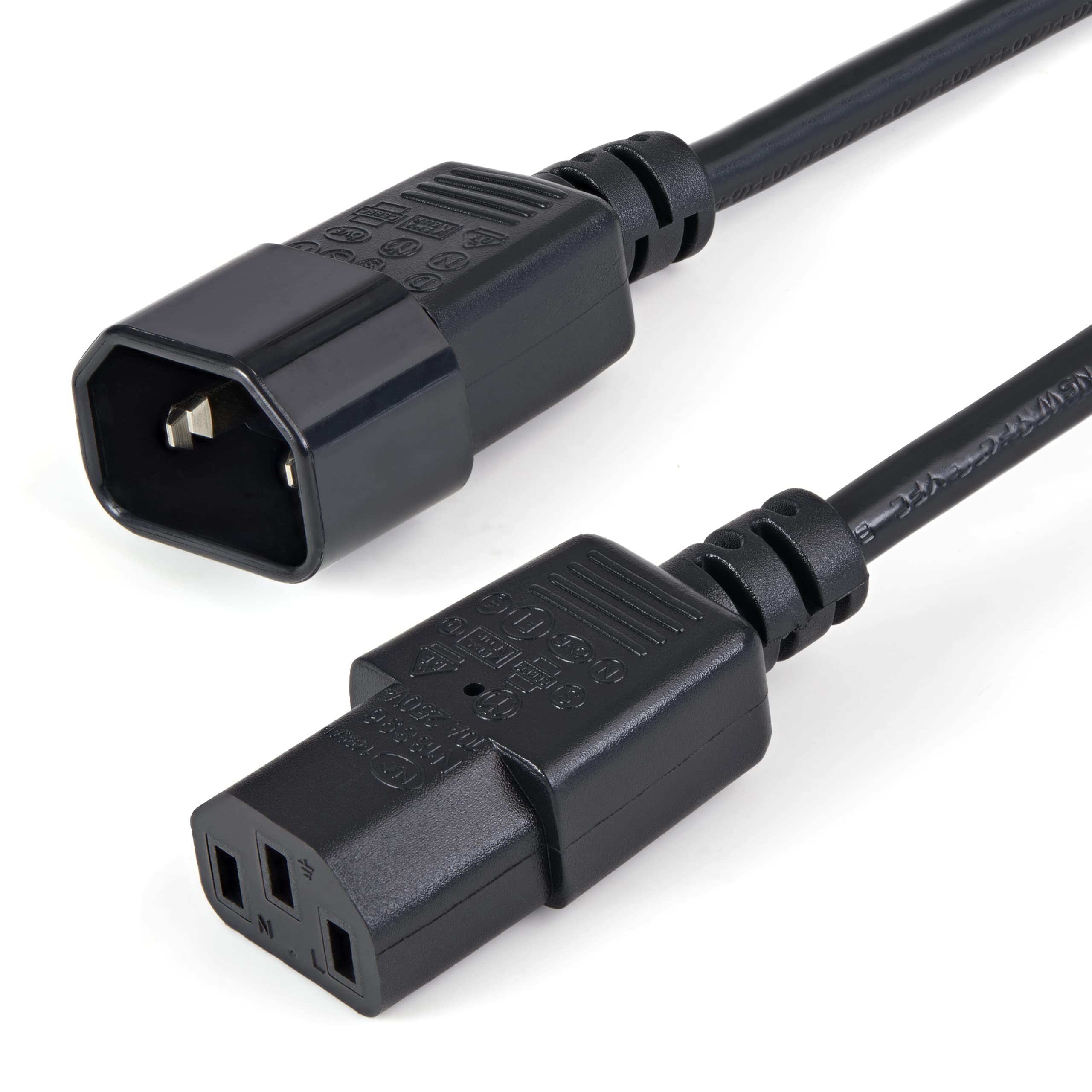 StarTech.com 1m (3ft) Power Extension Cord, C14 to C13, 10A 125V, 18AWG, Computer Power Cord Extension, IEC-320-C14 to IEC-320-C13 AC Power Cable Extension for Power Supply, UL Listed (PXT1001M