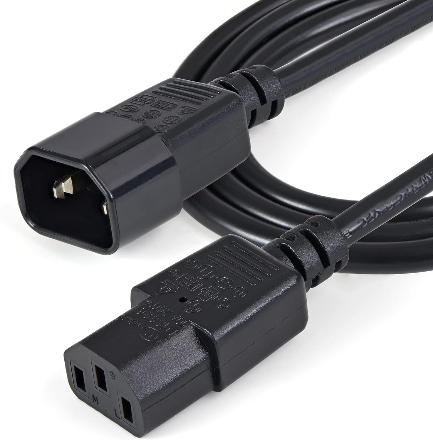 StarTech.com 1m (3ft) Power Extension Cord, C14 to C13, 10A 125V, 18AWG, Computer Power Cord Extension, IEC-320-C14 to IEC-320-C13 AC Power Cable Extension for Power Supply, UL Listed (PXT1001M