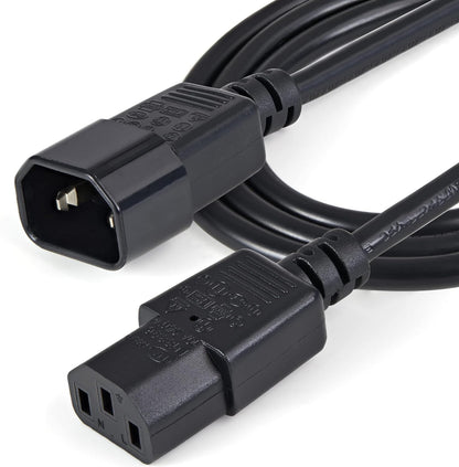 StarTech.com 1m (3ft) Power Extension Cord, C14 to C13, 10A 125V, 18AWG, Computer Power Cord Extension, IEC-320-C14 to IEC-320-C13 AC Power Cable Extension for Power Supply, UL Listed (PXT1001M
