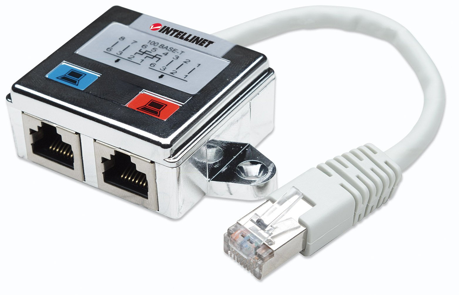 Intellinet 2-Port Cat5-Anschlussteiler doppelt geschirmt (zum Aufsplitten eines RJ45-Netzwerkkabels) 504195 ZWEI STÜCK BENÖTIGT - (ein Verteiler an jedem Ende des Netzwerkkabels