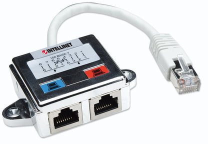 Intellinet 2-Port Cat5-Anschlussteiler doppelt geschirmt (zum Aufsplitten eines RJ45-Netzwerkkabels) 504195 ZWEI STÜCK BENÖTIGT - (ein Verteiler an jedem Ende des Netzwerkkabels