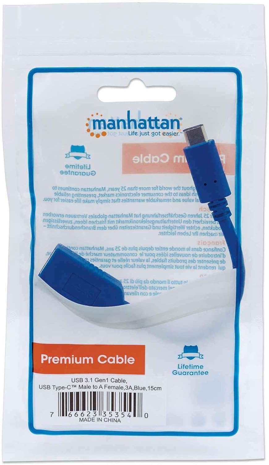 Manhattan 353540 USB-C 3.1 Kabel (G1) Typ C-Stecker auf Typ A-Buchse