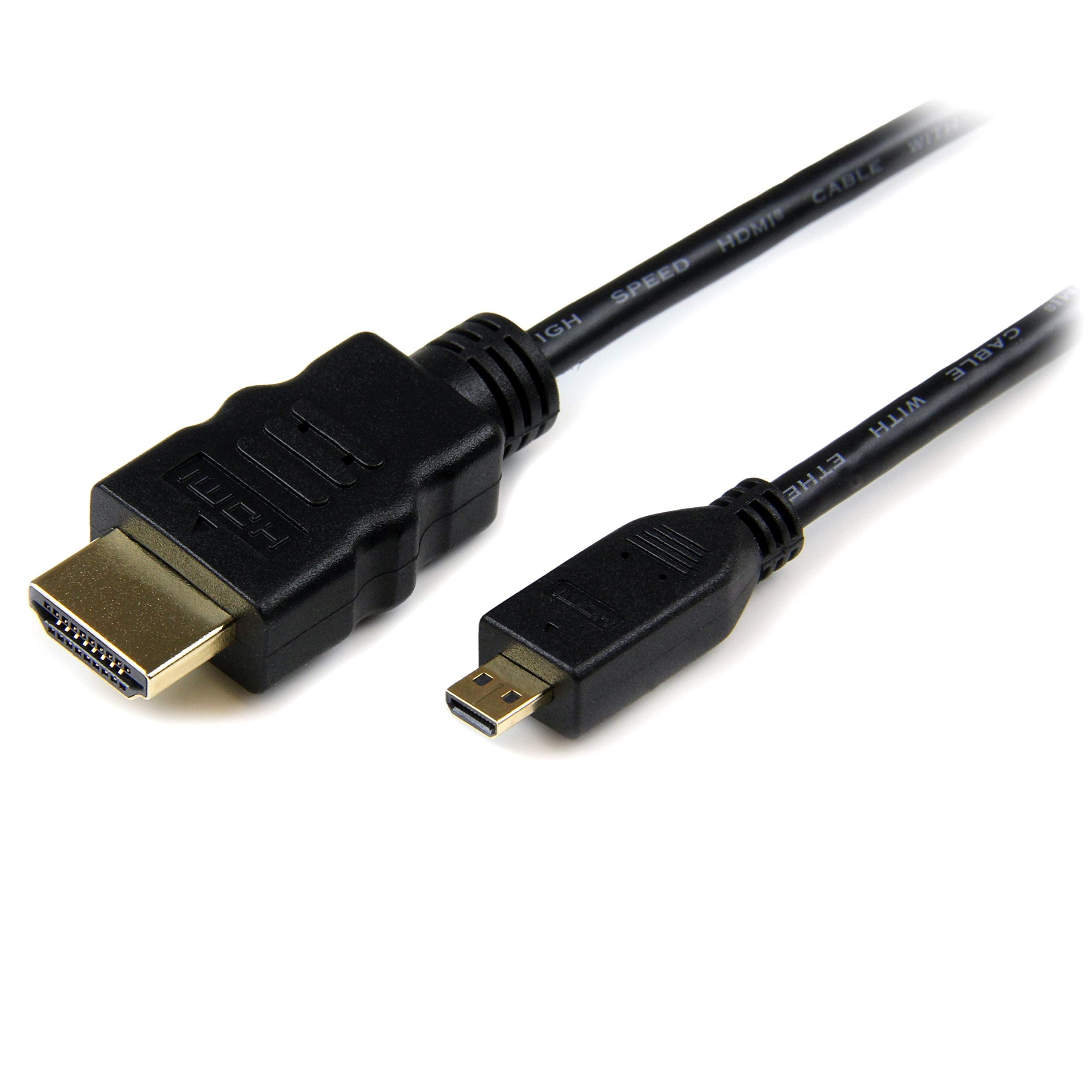 StarTech.com 50cm Micro HDMI to HDMI Cable with Ethernet - 4K 30Hz Video - Durable High Speed Micro HDMI Type-D to HDMI 1.4 Adapter Cable/Converter Cord, UHD HDMI Monitor/TV/Display - M/M (HDADMM50CM
