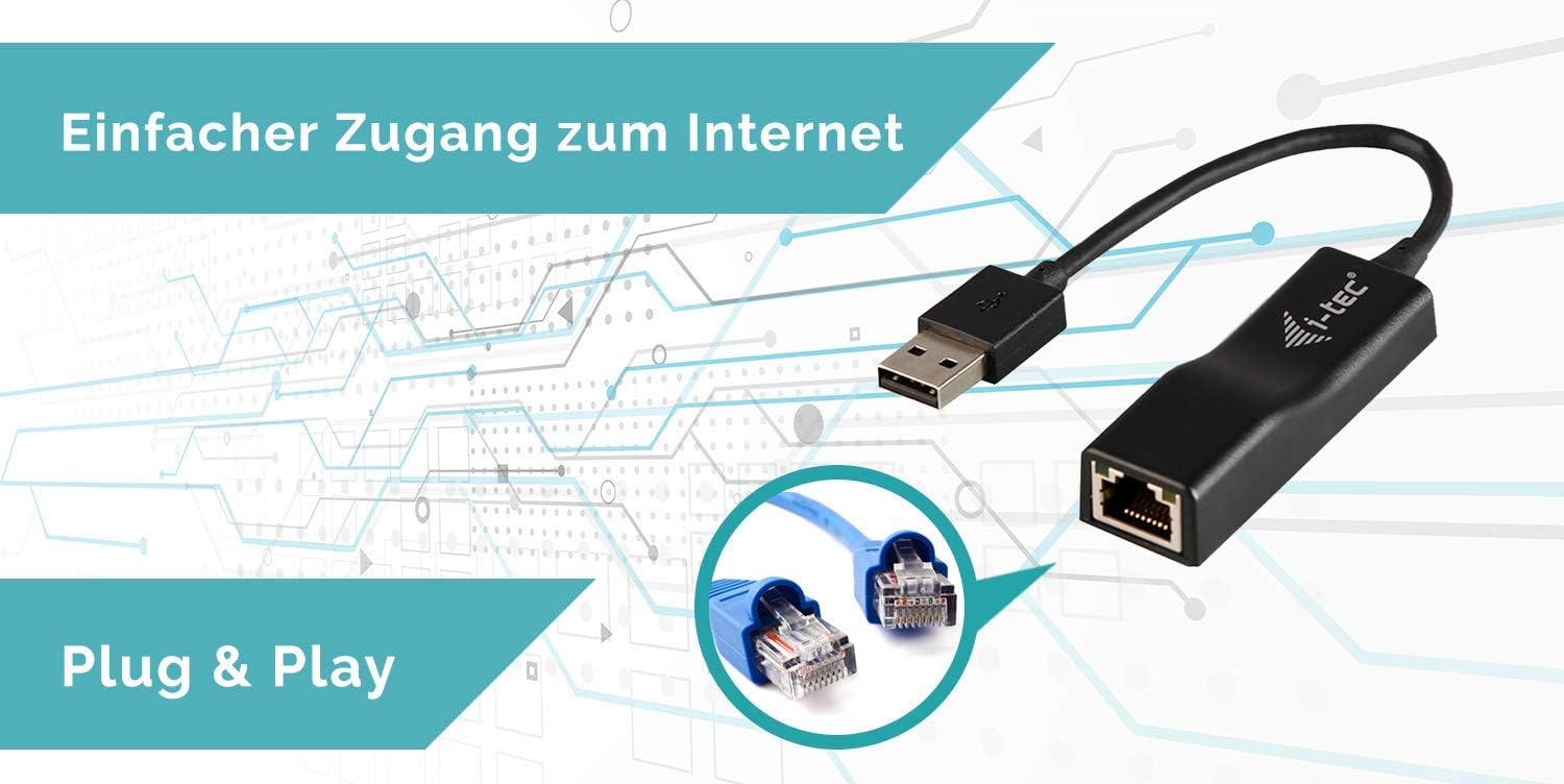 i-tec USB 2.0 Fast Ethernet LAN Network Adapter USB 2.0 to RJ-45 LED for Windows MacOS Linux