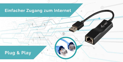 i-tec USB 2.0 Fast Ethernet LAN Network Adapter USB 2.0 to RJ-45 LED for Windows MacOS Linux