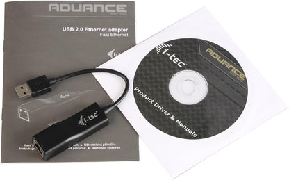 i-tec USB 2.0 Fast Ethernet LAN Network Adapter USB 2.0 to RJ-45 LED for Windows MacOS Linux