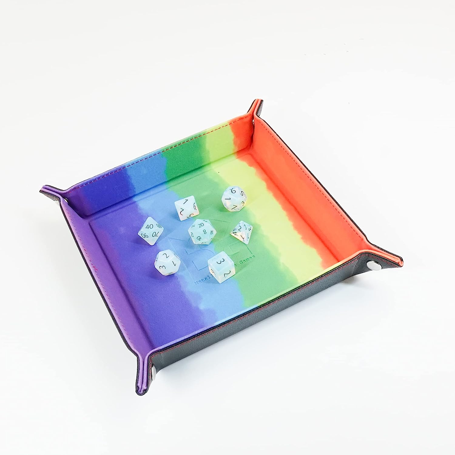 Metallic Dice Games LIC538 10 x 10 in. Velvet Folding Dice Tray44; Watercolor Rainbow