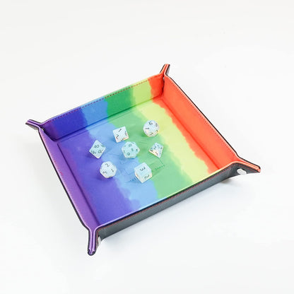 Metallic Dice Games LIC538 10 x 10 in. Velvet Folding Dice Tray44; Watercolor Rainbow