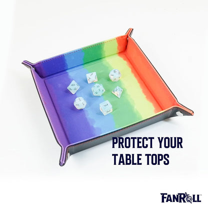 Fold Up Velvet Dice Tray: Watercolour Rainbow