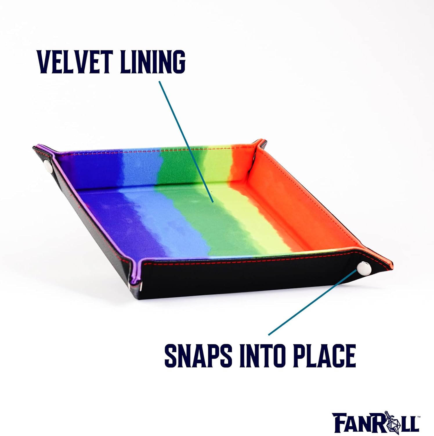 Fold Up Velvet Dice Tray: Watercolour Rainbow