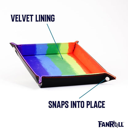 Fold Up Velvet Dice Tray: Watercolour Rainbow