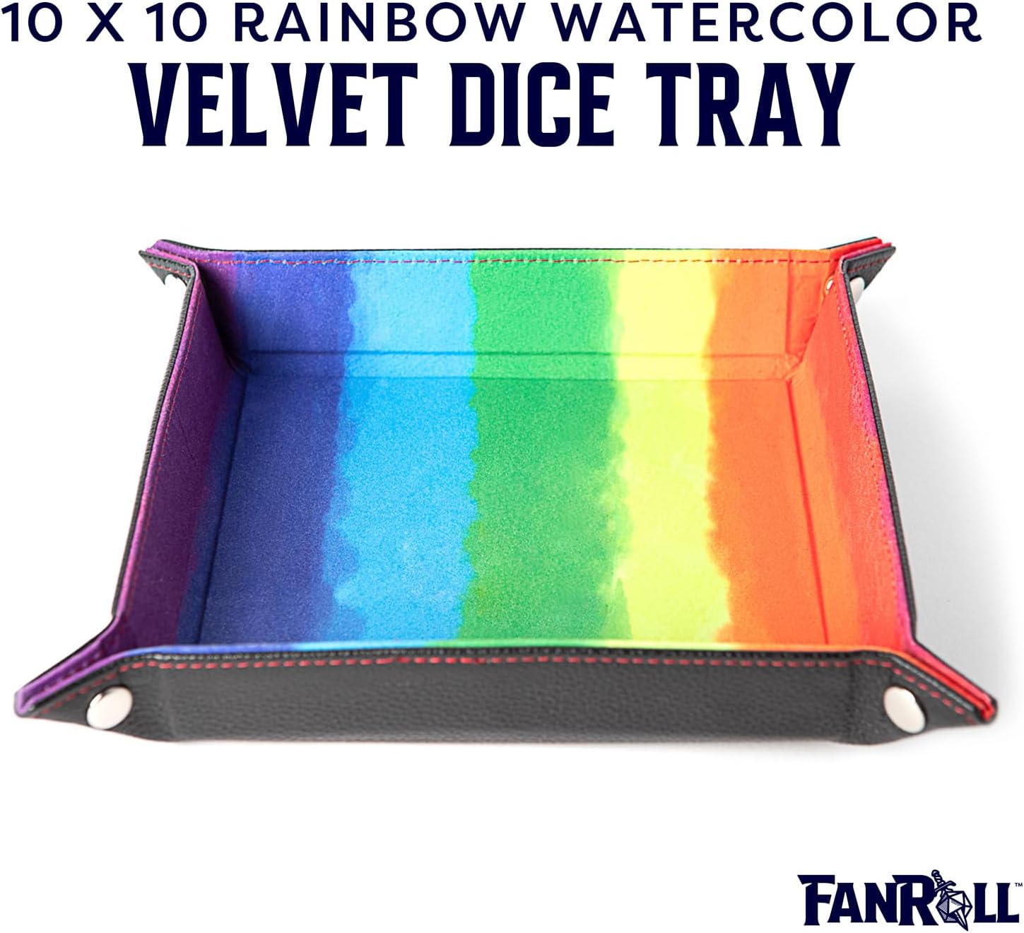 Fold Up Velvet Dice Tray: Watercolour Rainbow