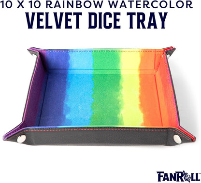 Fold Up Velvet Dice Tray: Watercolour Rainbow
