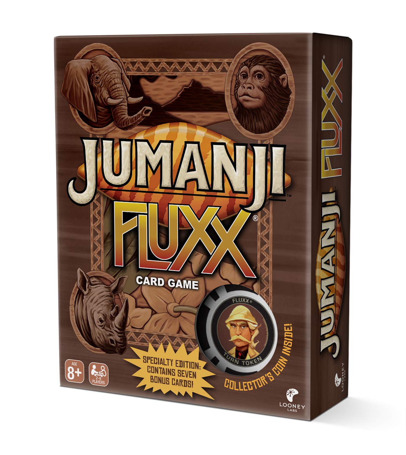 LOONEY LABS Jumanji Fluxx Card Game - Best Jumanji Game Fun Family Games for Kids and Adults Deluxe Card Games Jumanji Board Game Party Games Kid Teens Adult 2-6 Player Games Ages 8+ Specialty Edition