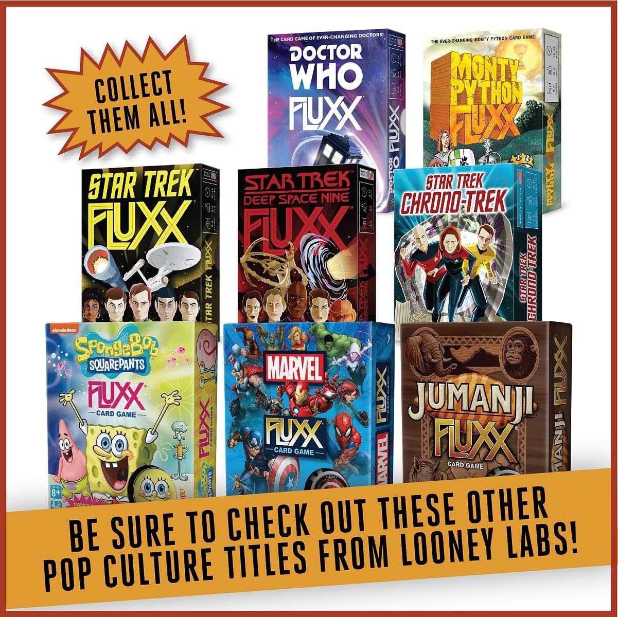 LOONEY LABS Jumanji Fluxx Card Game - Best Jumanji Game Fun Family Games for Kids and Adults Deluxe Card Games Jumanji Board Game Party Games Kid Teens Adult 2-6 Player Games Ages 8+ Specialty Edition