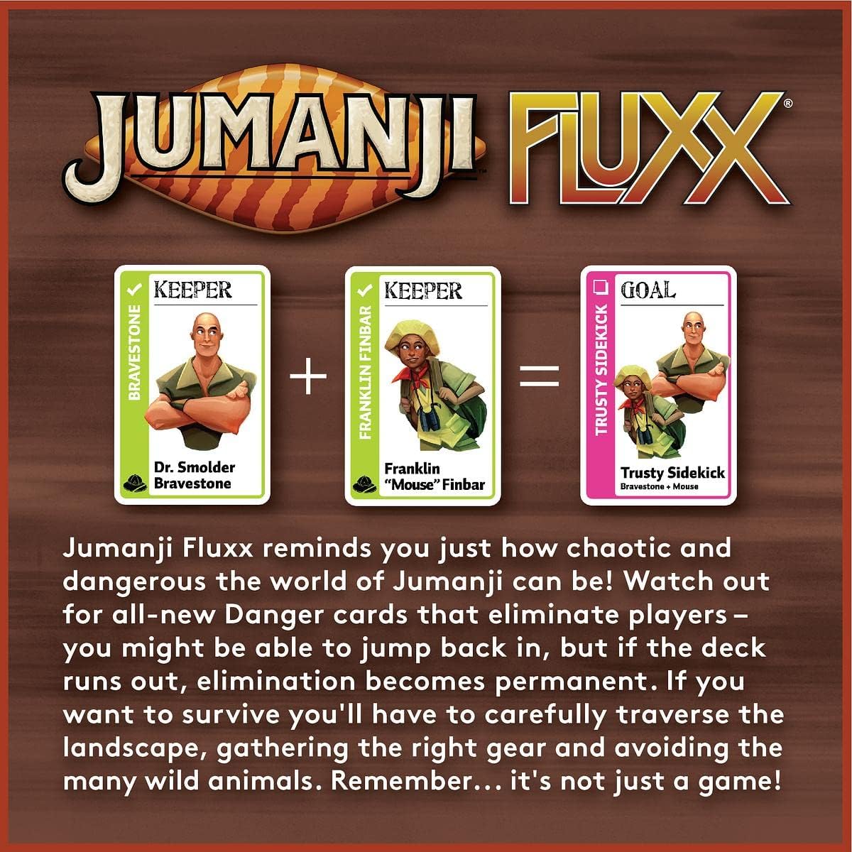 LOONEY LABS Jumanji Fluxx Card Game - Best Jumanji Game Fun Family Games for Kids and Adults Deluxe Card Games Jumanji Board Game Party Games Kid Teens Adult 2-6 Player Games Ages 8+ Specialty Edition