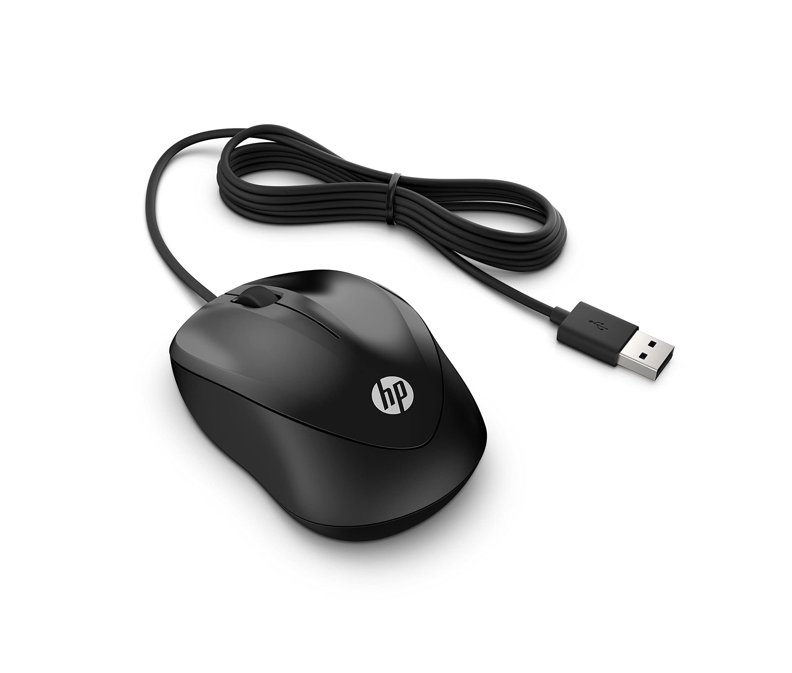HP 1000 - Ratón con Cable (1200 PPP, 2 Botones y Rueda de Desplazamiento, 1,5 m de Cable, ConexiónUSB, Windows), Color Negro