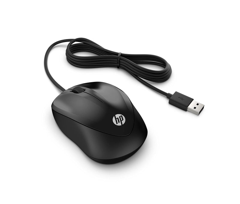 HP 1000 - Ratón con Cable (1200 PPP, 2 Botones y Rueda de Desplazamiento, 1,5 m de Cable, ConexiónUSB, Windows), Color Negro