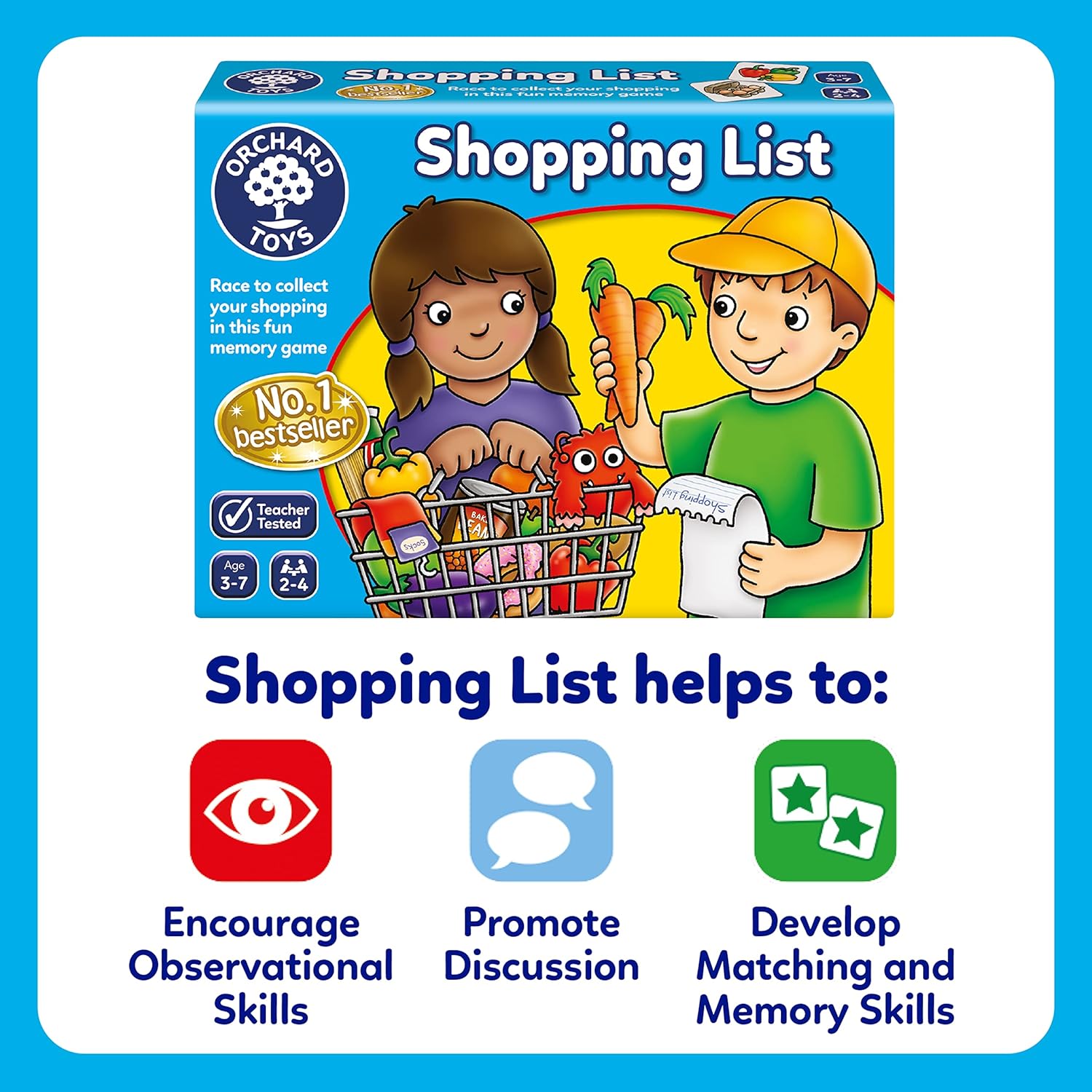 Orchard Toys Shopping List Memory and Matching Pairs Large Card Game, Food Shop & Trolley Snap Cards for Kids Educational Games and Toys for Toddler and Children, 3+ Year Olds, Girls & Boys