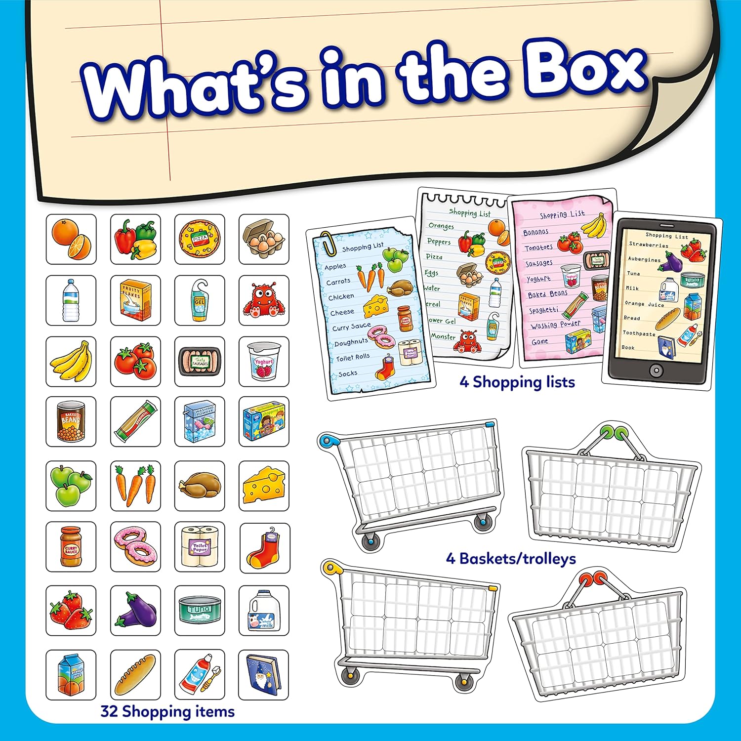 Orchard Toys Shopping List Memory and Matching Pairs Large Card Game, Food Shop & Trolley Snap Cards for Kids Educational Games and Toys for Toddler and Children, 3+ Year Olds, Girls & Boys