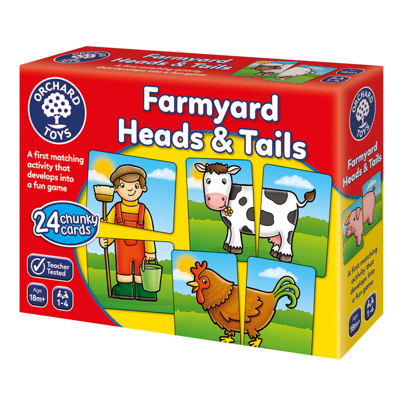 Orchard Toys Farmyard Heads and Tails Game, Memory & Matching Pairs Card Game, Snap Cards for Barn, Farm & Animal Theme, Kids Educational Games and Toys for Toddler and Preschool, 18-Month-Old and Up