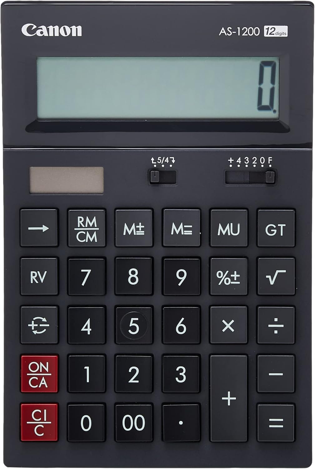 Canon AS-1200 Calculator Desktop Battery/Solar Mark-up 12 Digit 3 Memory Keys Dark Grey Ref 4599B001AA, 215596