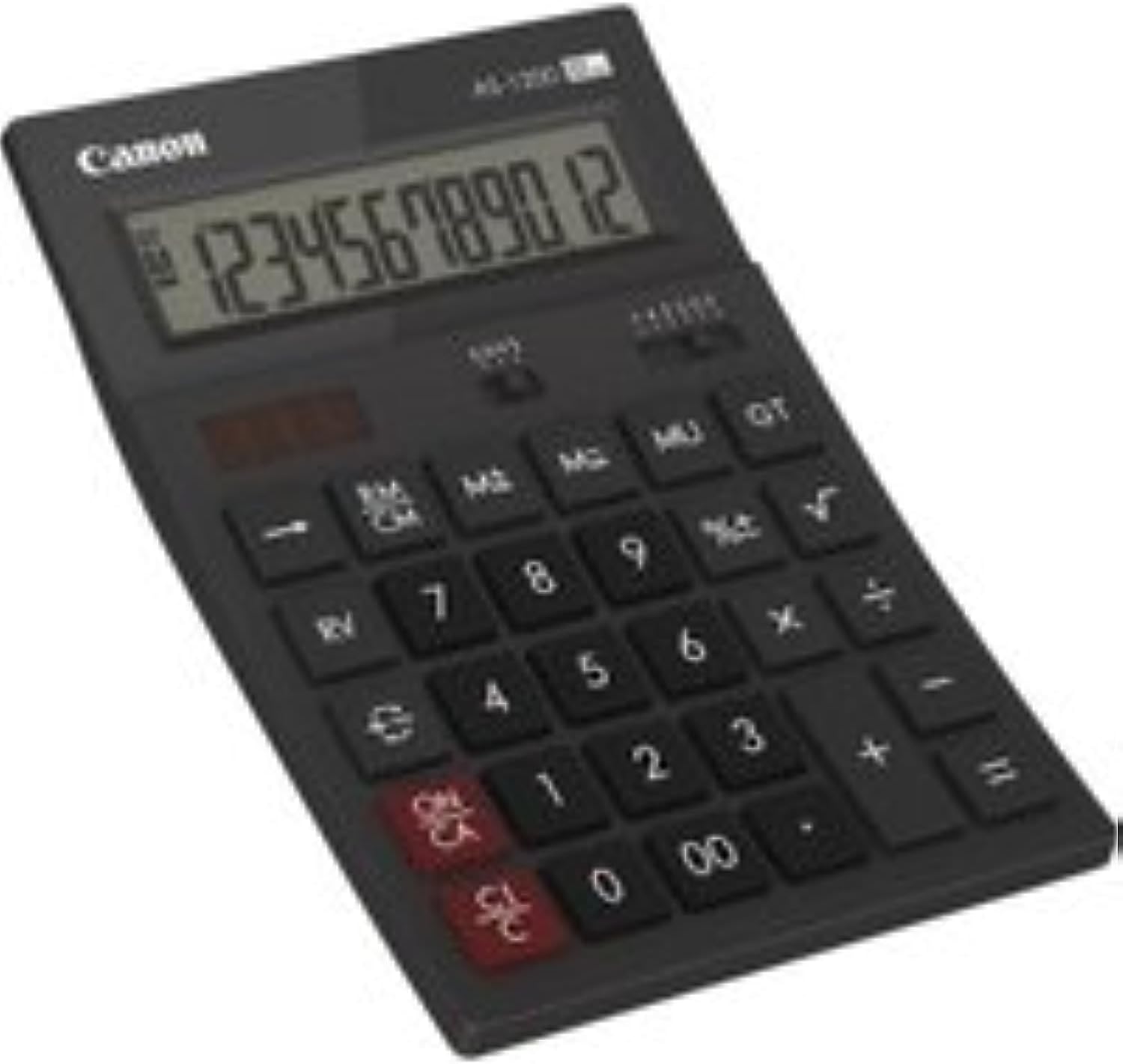 Canon AS-1200 Calculator Desktop Battery/Solar Mark-up 12 Digit 3 Memory Keys Dark Grey Ref 4599B001AA, 215596