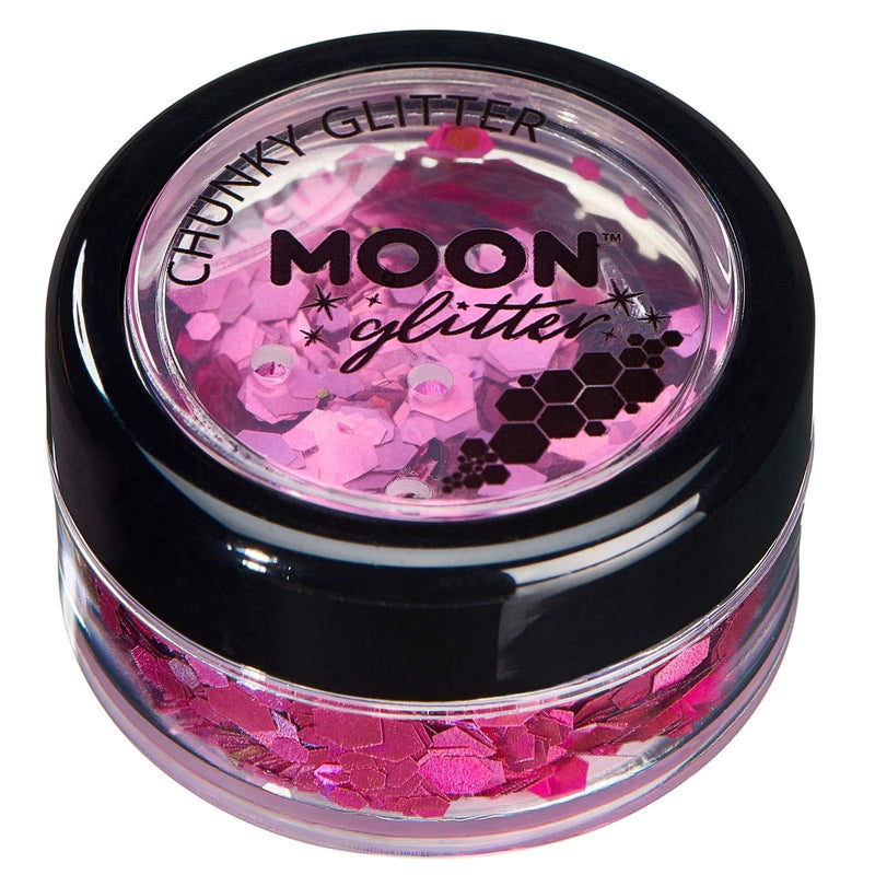 Smiffys Moon Glitter Holographic Chunky Glitter, Pink