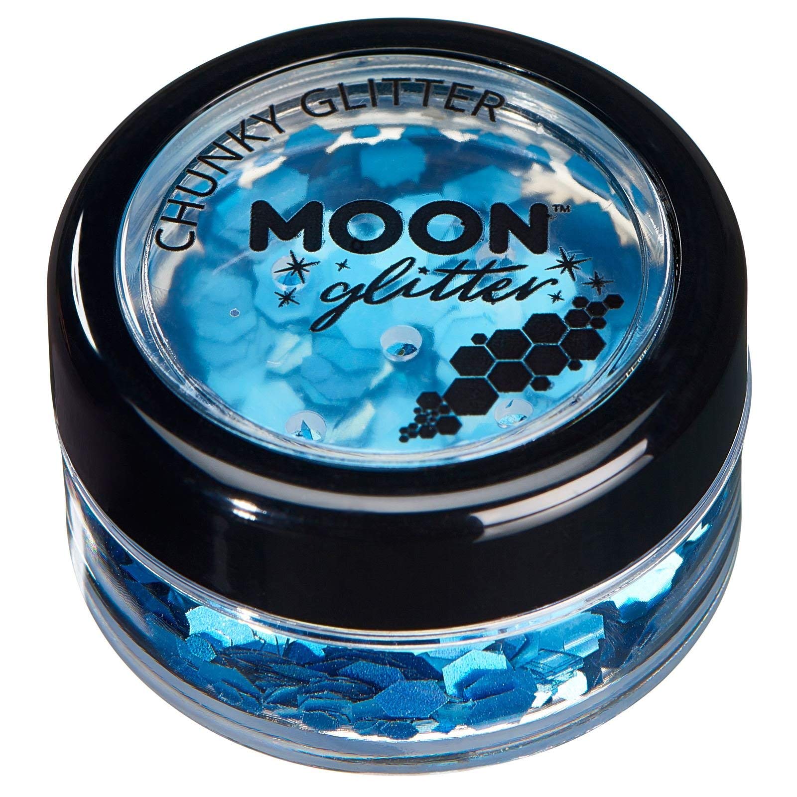 Smiffys Moon Glitter Holographic Chunky Glitter, Blue