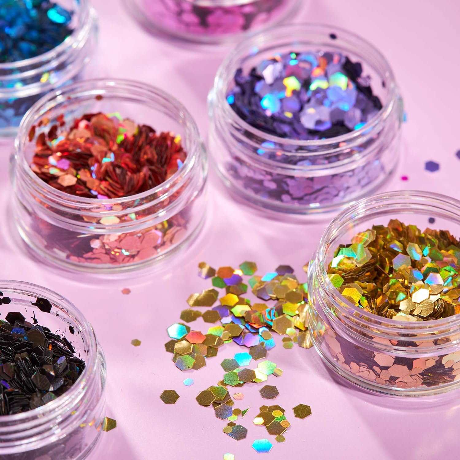 Smiffys Moon Glitter Holographic Chunky Glitter, Silver