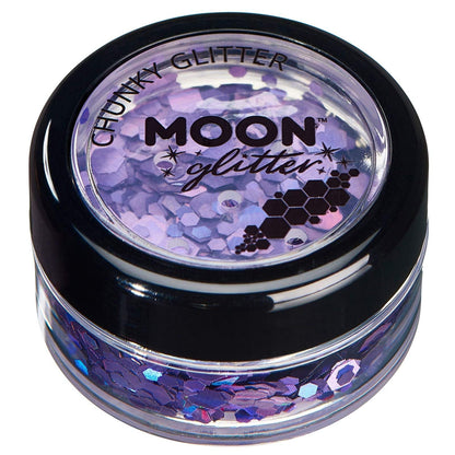 Smiffys Moon Glitter Holographic Chunky Glitter, Purple