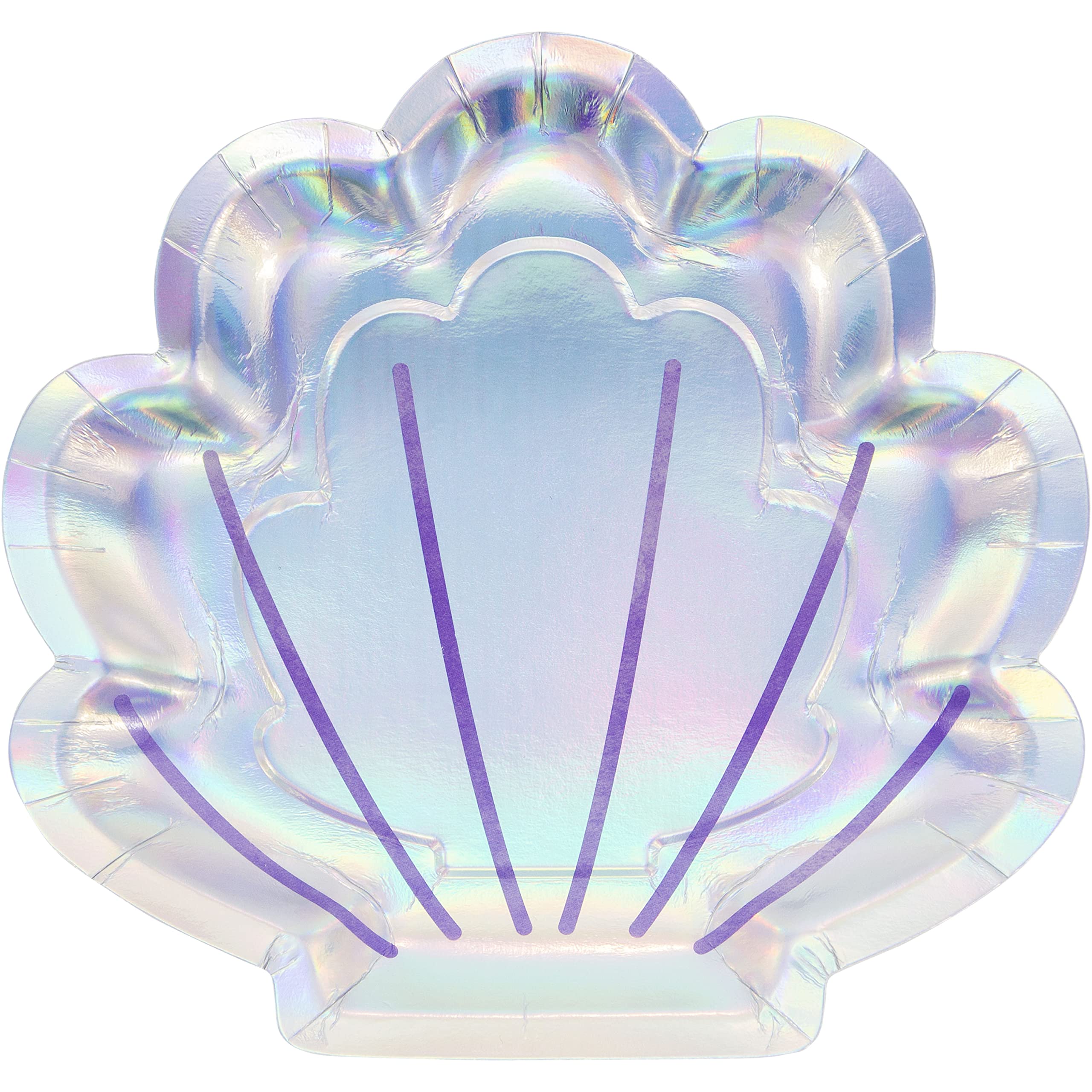 Creative Party PC336719 9", Iridescent Mermaid Theme Scallop Shaped Paper Plates-8 Pcs