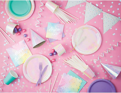 Creative Party PC336692, Iridescent Pink Foil Paper Dinner Plates-8 Pcs