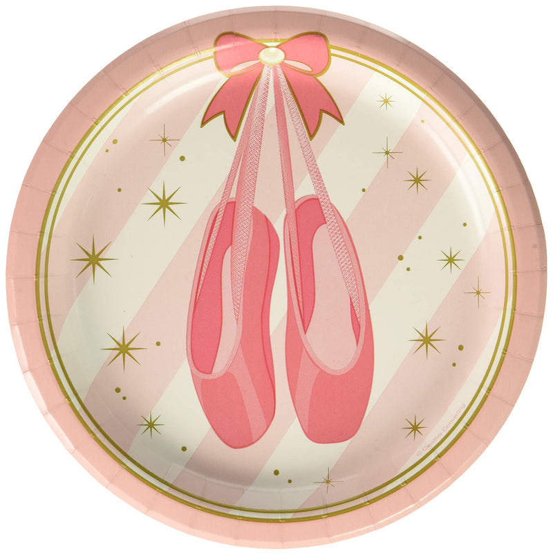 Creative Party Pink Ballet Shoes Paper Lunch Plates - 8 Pcs, 322219
