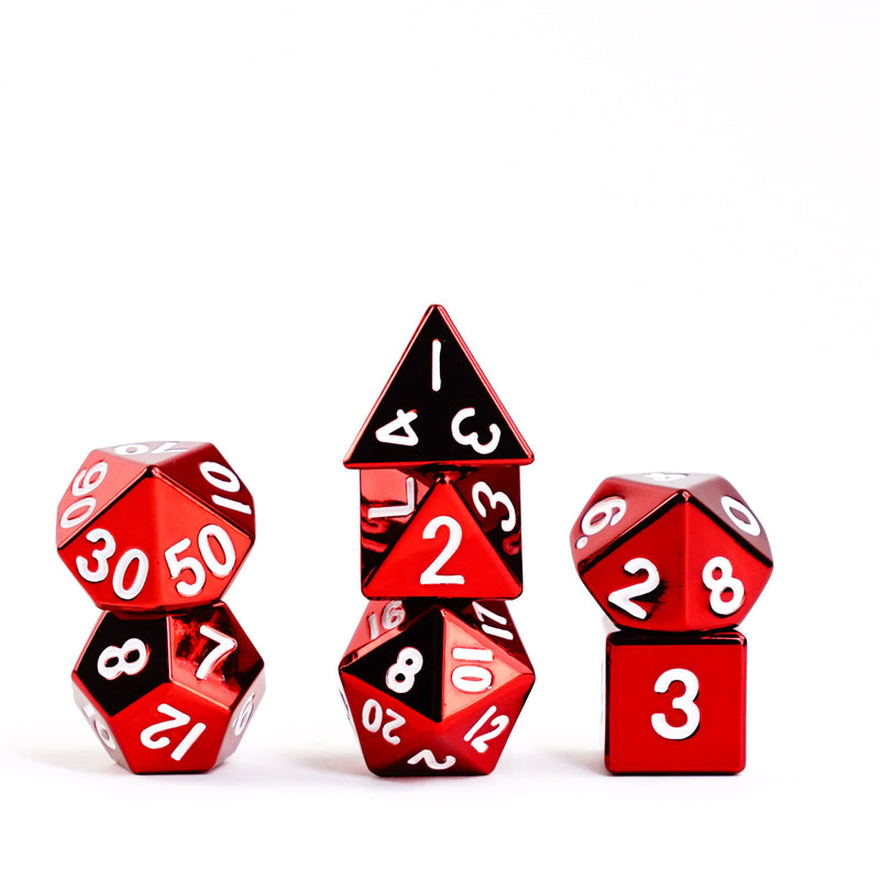 FanRoll by Metallic Dice Games 16mm Metal Polyhedral DND Dice Set: Red, Role Playing Game Dice for Dungeons and Dragons