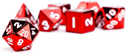 FanRoll by Metallic Dice Games 16mm Metal Polyhedral DND Dice Set: Red, Role Playing Game Dice for Dungeons and Dragons