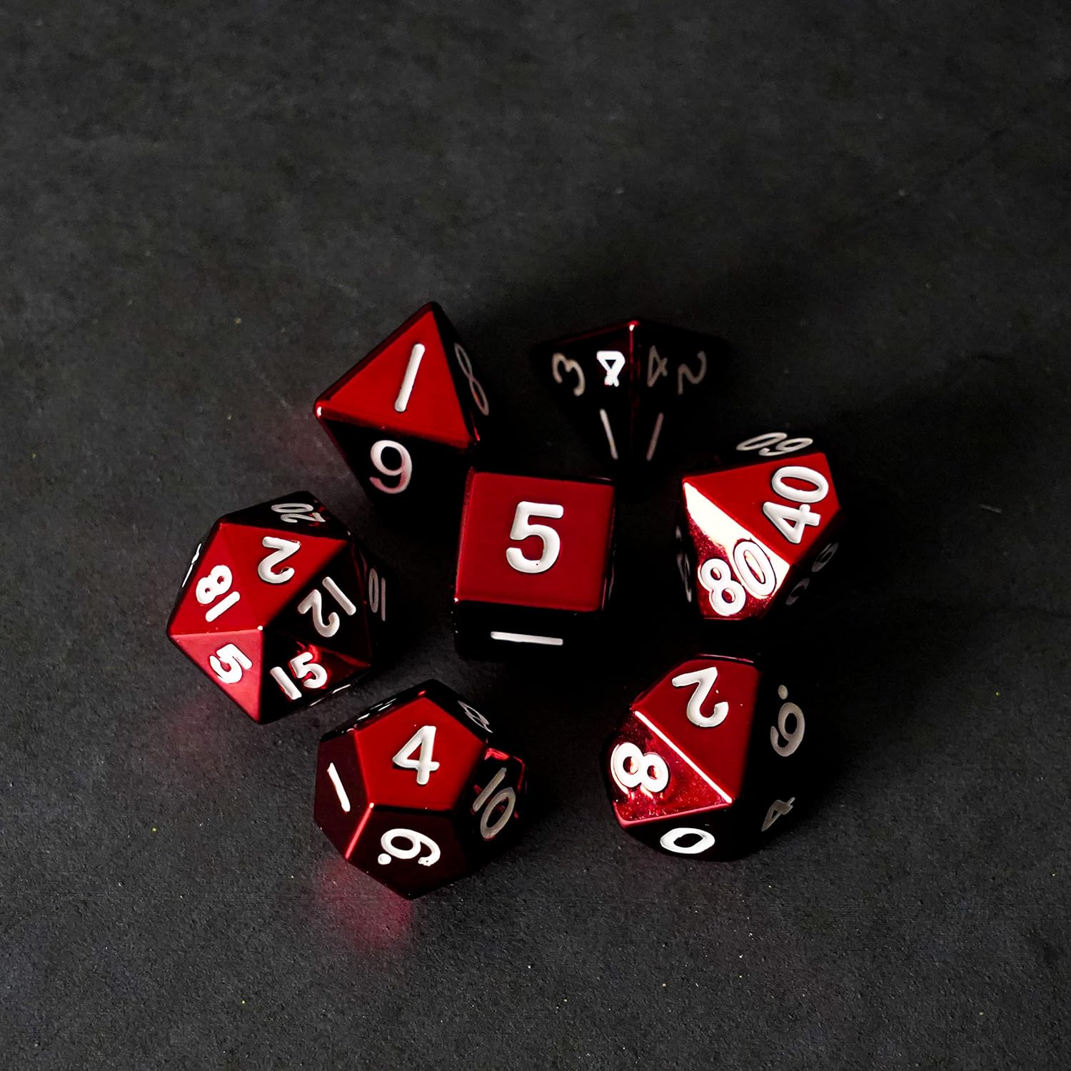 FanRoll by Metallic Dice Games 16mm Metal Polyhedral DND Dice Set: Red, Role Playing Game Dice for Dungeons and Dragons
