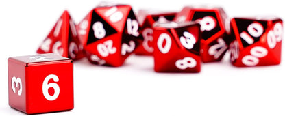 FanRoll by Metallic Dice Games 16mm Metal Polyhedral DND Dice Set: Red, Role Playing Game Dice for Dungeons and Dragons