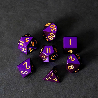FanRoll by Metallic Dice Games 16mm Metal Polyhedral DND Dice Set: Purple, Role Playing Game Dice for Dungeons and Dragons