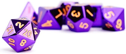FanRoll by Metallic Dice Games 16mm Metal Polyhedral DND Dice Set: Purple, Role Playing Game Dice for Dungeons and Dragons