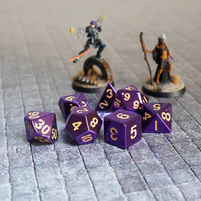 FanRoll by Metallic Dice Games 16mm Metal Polyhedral DND Dice Set: Purple, Role Playing Game Dice for Dungeons and Dragons