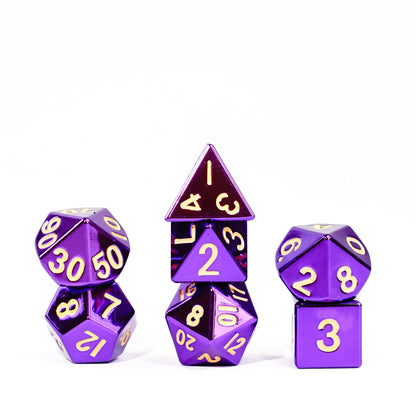 FanRoll by Metallic Dice Games 16mm Metal Polyhedral DND Dice Set: Purple, Role Playing Game Dice for Dungeons and Dragons