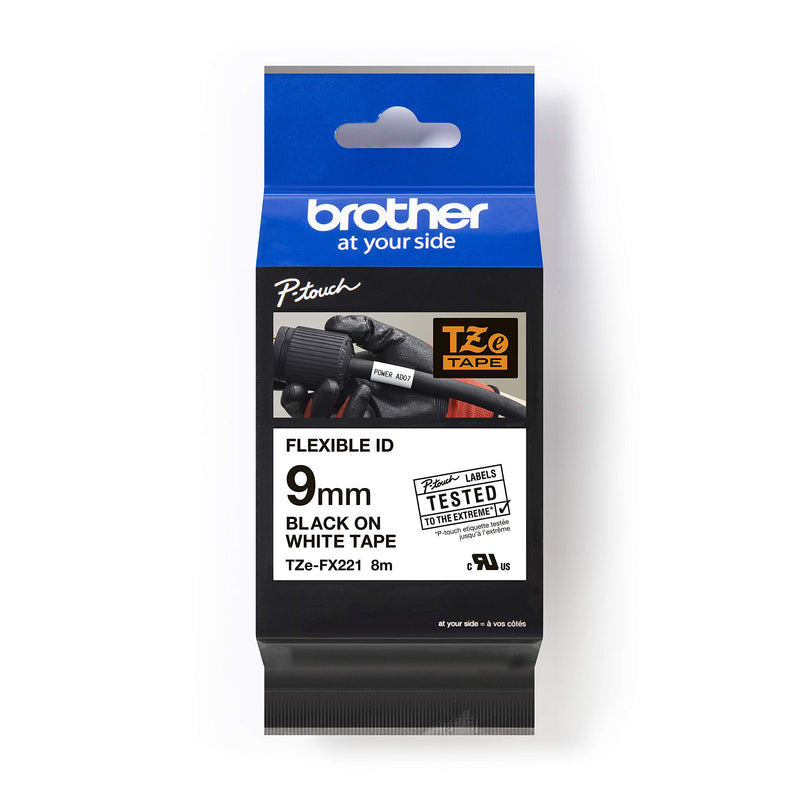 Brother TZe-FX221 - Black on white - Roll (0.9 cm x 8 m) 1 cassette(s) flexible tape - for Brother PT-D600, H200, P-Touch PT-E550, P-Touch Cube Plus PT-P710, P-Touch Pro PT-H111