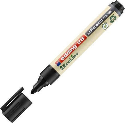 edding 28 Ecoline whiteboard marker - black - box of 10 whiteboard pens - round tip 1.5-3 mm - whiteboard pen dry wipe - for whiteboards, flipcharts, pinboards, memo boards - sketchnotes - refillable