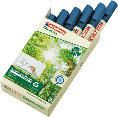 edding 29 Ecoline whiteboard marker - blue - box of 10 whiteboard pens - chisel tip 1-5 mm - whiteboard pen dry wipe - for whiteboards, flipcharts, pinboards, memo boards - sketchnotes - refillable