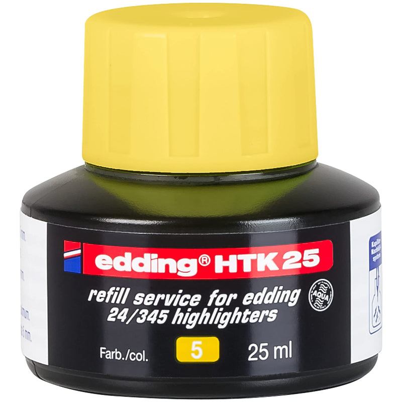 edding HTK 25 refill ink - yellow - 25 ml - with capillary system, ideal for clean and uncomplicated refilling of edding highlighters e-345 and e-24